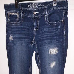 Maurices Jeans Distressed, Embellished, and with Sequins Flare Size 15/16